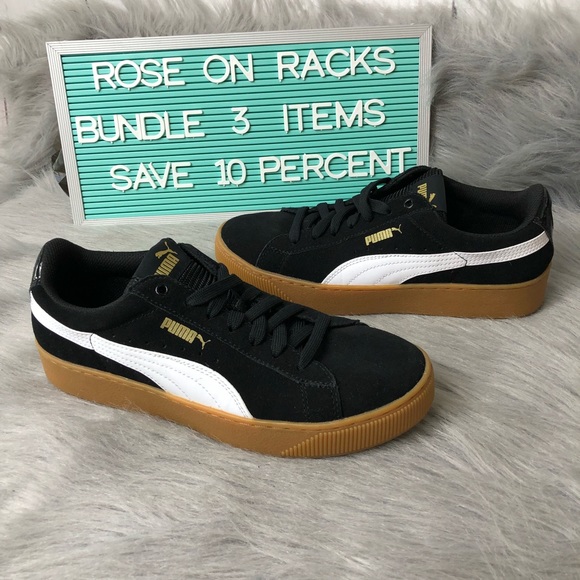 Puma suede black white gum Clearance